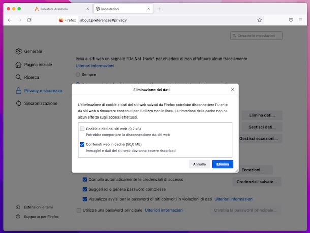 Svuotare cache Firefox Mac