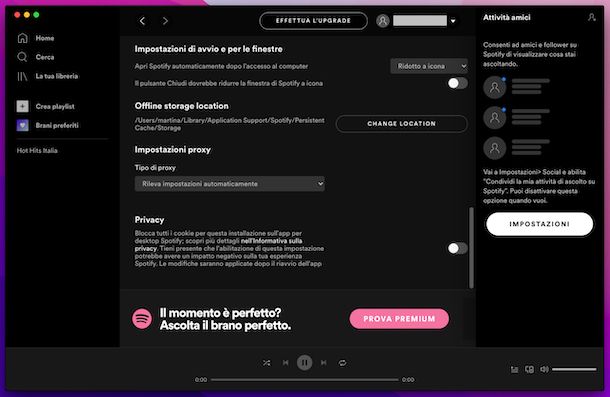 Cancellare cache Spotify macOS