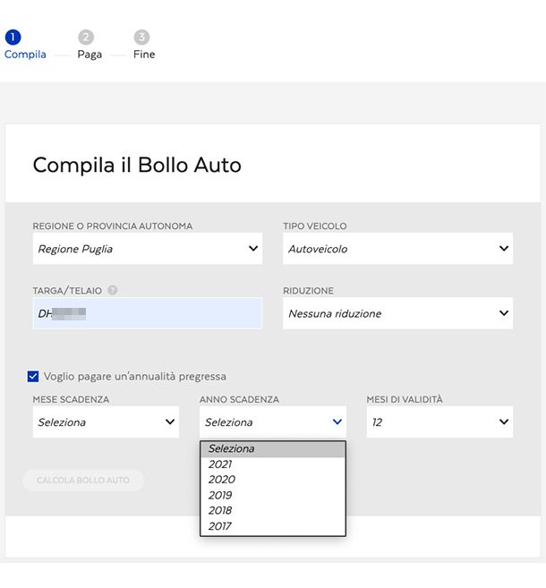 Come pagare online bollo auto anni precedenti