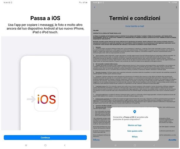 Passare tutti i dati da Android a iPhone