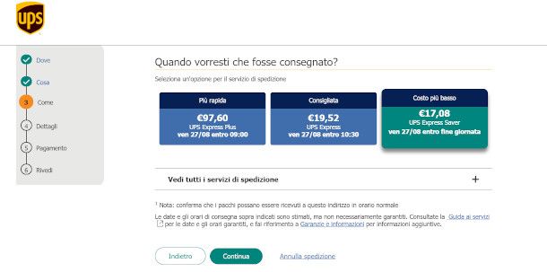 prodotti UPS suggeriti