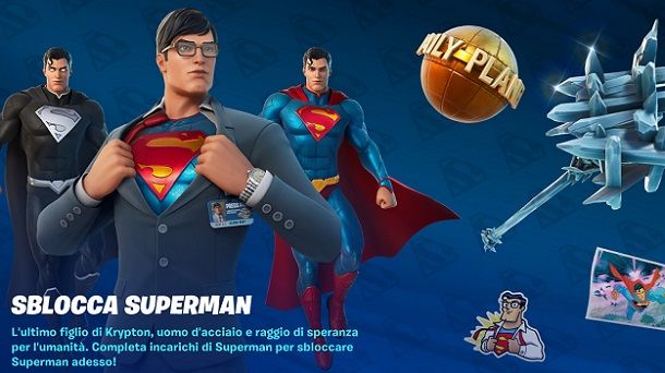 Schermata sblocco Superman Fortnite