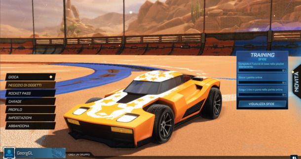 menu rocket league