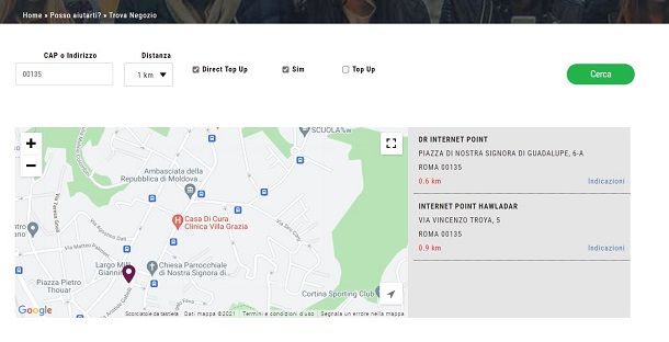 LycaMobile mappa negozi