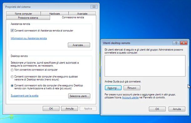 Come abilitare desktop remoto windows 7