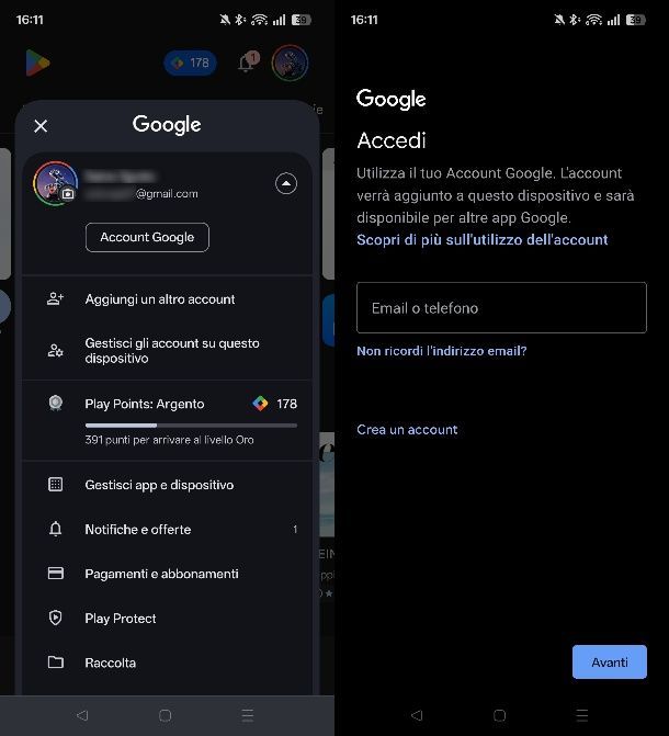 Come accedere all'account Google su Play Store