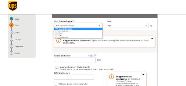 imballaggio spedizione UPS