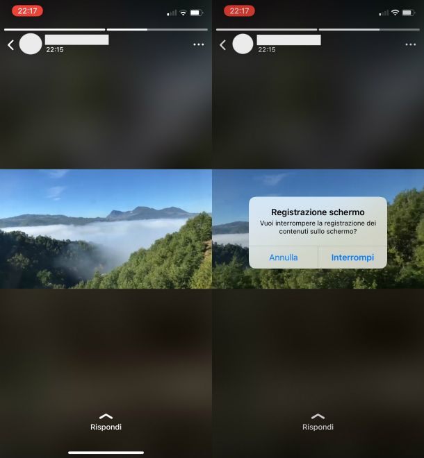 Screenshot video stato WhatsApp iPhone