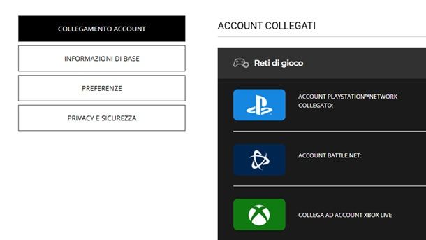 Account collegati Warzone Activision