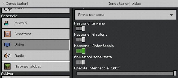 Impostazioni modalita Spettatore Minecraft Bedrock