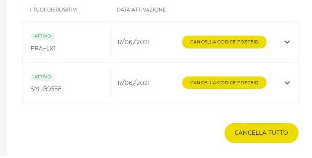 Procedere alla dissociazione di un dispositivo da sito Postepay