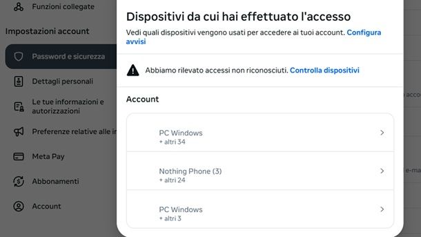 Controlla accessi Facebook