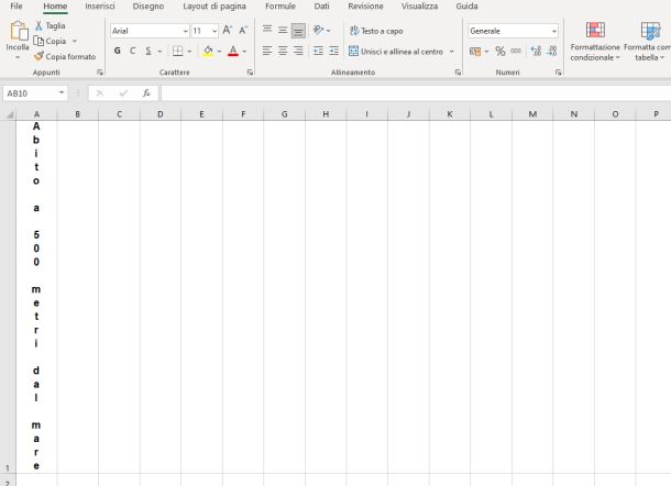 come scrivere su excel