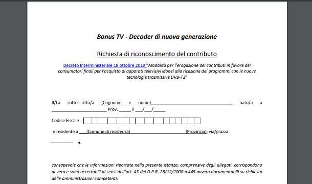 Come ottenere il Bonus TV — Decoder