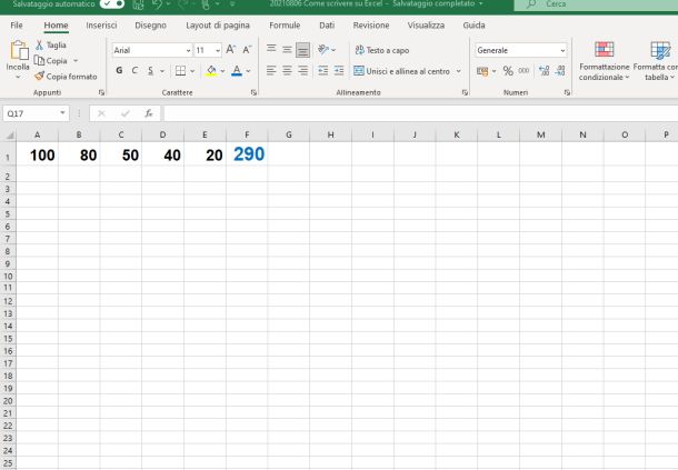 come scrivere su excel