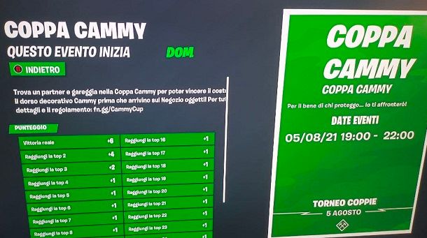 Regole Coppa Cammy Fortnite