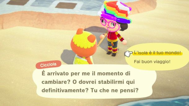 Dialogo con un abitante in Animal Crossing: New Horizon