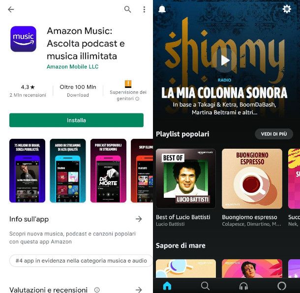 App di Amazon Prime Music