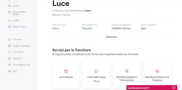 Enel schermata contratto luce