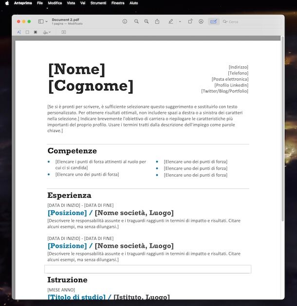 CV Anteprima macOS