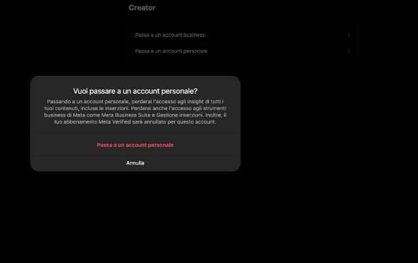 Passa a un account personale da PC