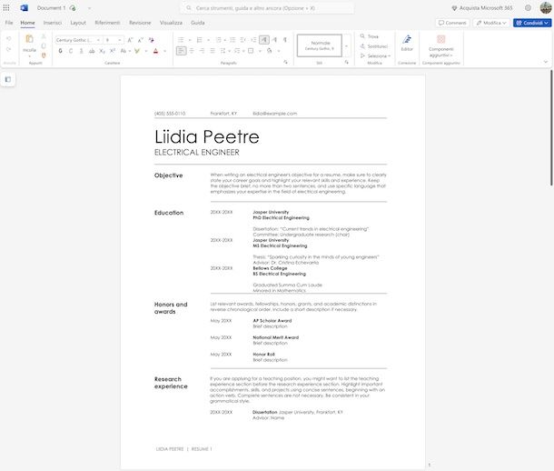 Word CV