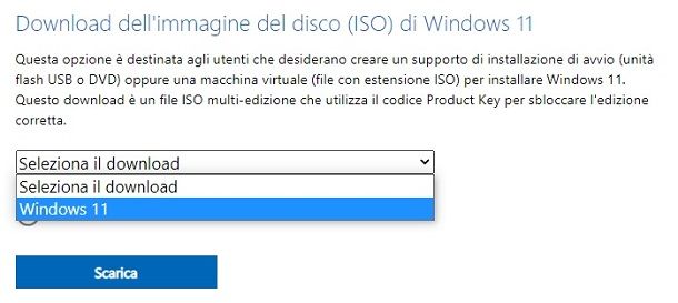 Scaricare l'ISO di Windows 11