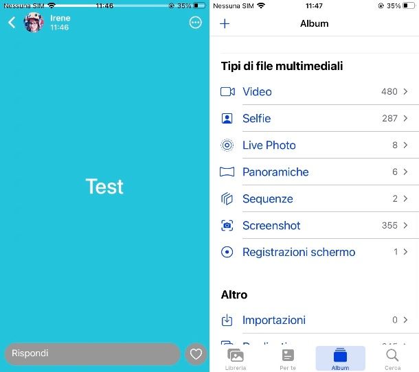 screenshot di uno stato di WhatsApp su iPhone