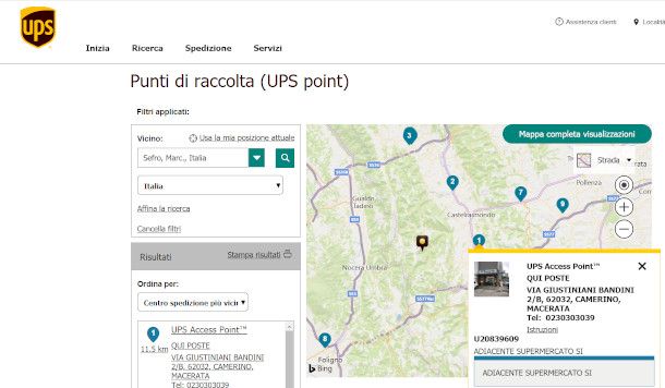 centro di raccolta UPS