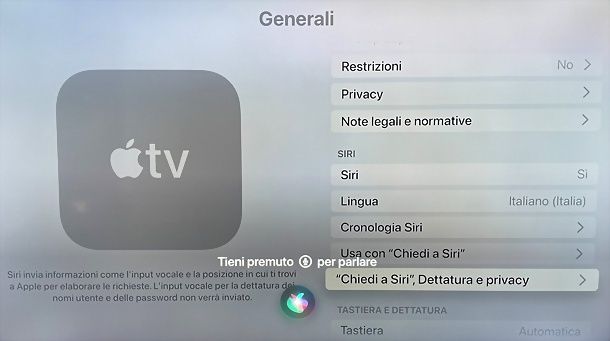 Attivare Siri su Apple TV