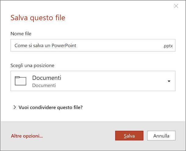 Microsoft PowerPoint salvataggio