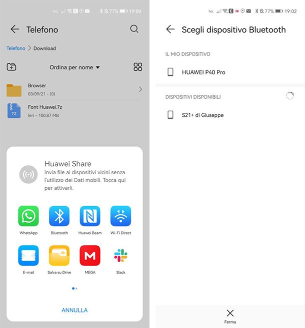 Come trasferire dati da HUAWEI a Samsung con Bluetooth