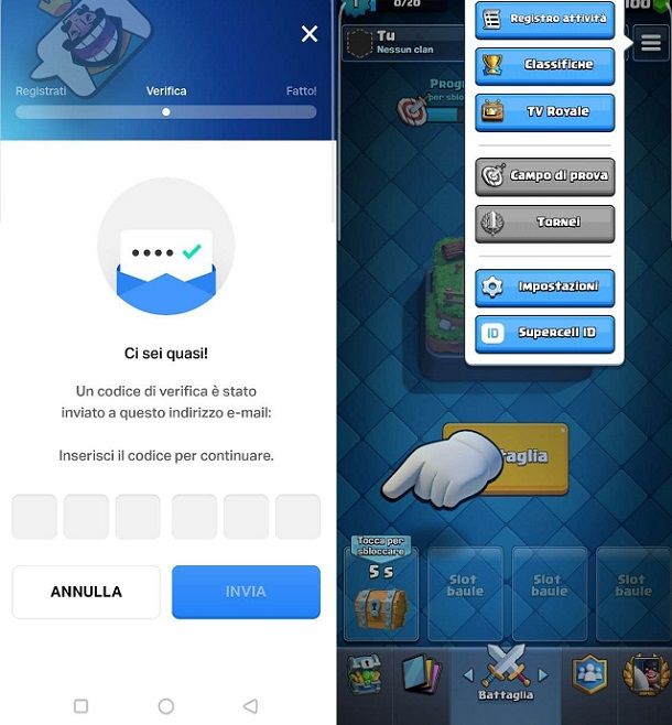 Nuovo account Clash Royale Android