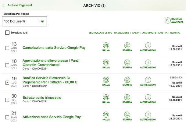 scaricare ricevuta pagoPA tramite Home Banking