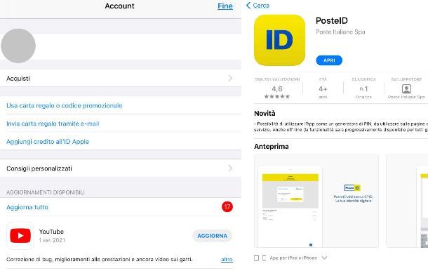Come aggiornare app PosteID su iPhone e iPad