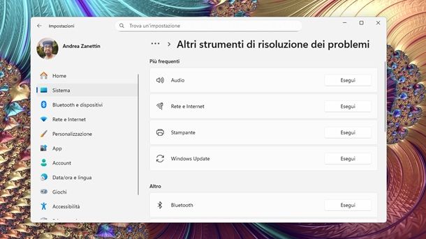 Altri strumenti di risoluzione dei problemi Windows 11