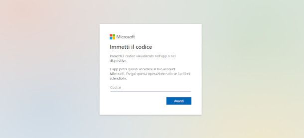 schermata inserimento codice PS4 su browser