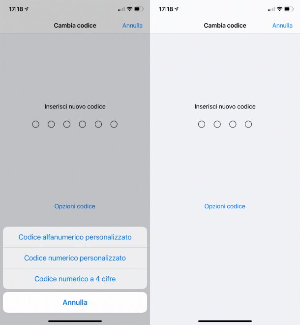 Cambiare codice iPhone