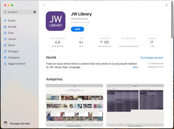 Scaricare JW Library su Mac