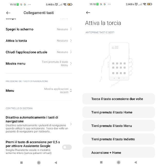 Attivare torcia Android