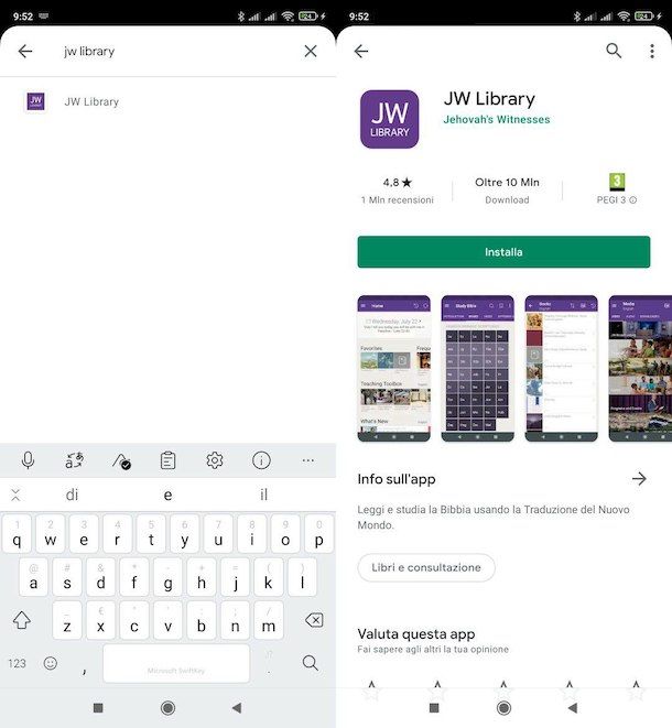 Come scaricare JW Library su Android dal Play Store
