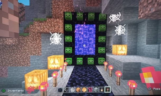 decorare il portale del Nether in stile Halloween