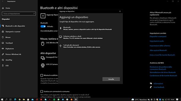 Come collegare il mouse Bluetooth al tablet Windows