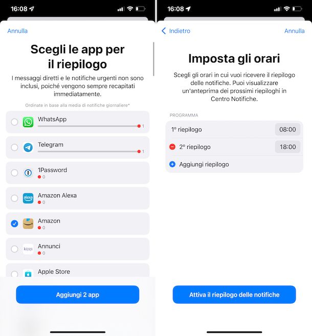 Riepilogo notifiche iOS 15