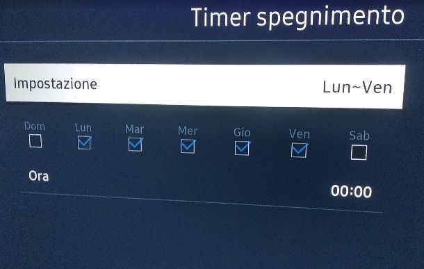 Come mettere timer spegnimento TV Samsung