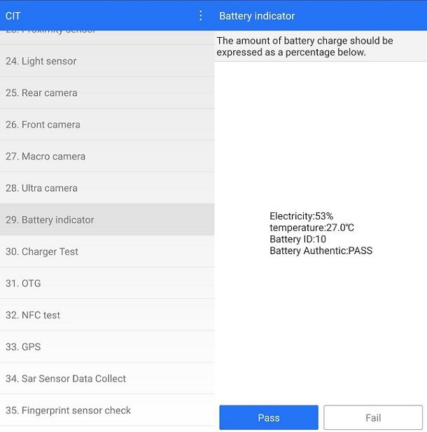 Come vedere la temperatura del telefono Xiaomi menu CIT