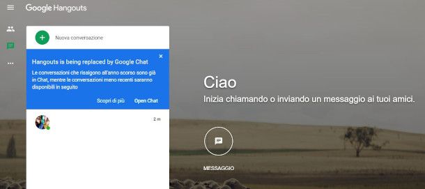 avviso dismissione Hangouts