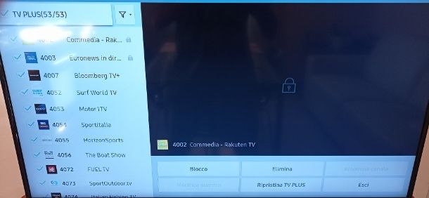 Eliminare canali Samsung TV Plus