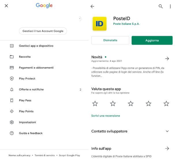Come aggiornare app PosteID su Android
