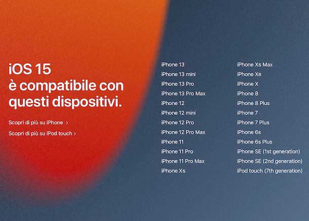 Compatibilità iOS 15